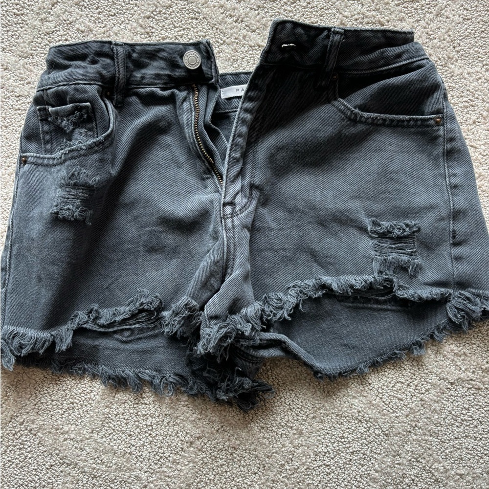 pacsun high rise festival black ripped jeans shorts, size 26